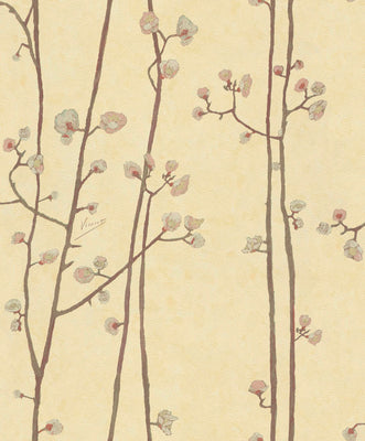 Flowering Plum Tree - Cream Wallpaper