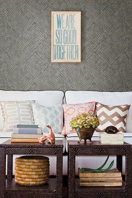 Labyrinth Pewter Geometric Wallpaper