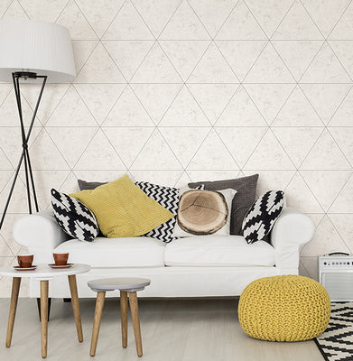 Polished Concrete Silver Geometric Wallpaper