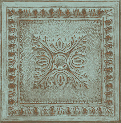 Ornamental Turquoise Tin Tile Wallpaper