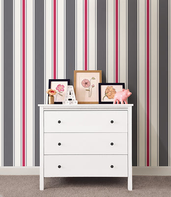 Sunshine Stripe Grey Stripe Wallpaper