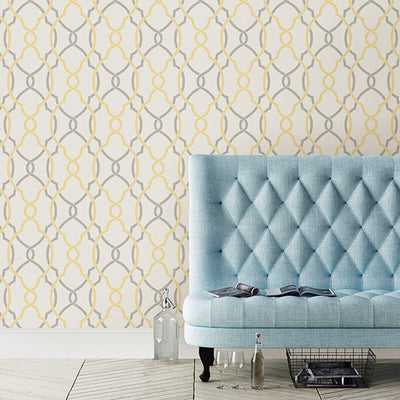 Sausalito Yellow Lattice Wallpaper