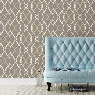 Sausalito Grey Lattice Wallpaper