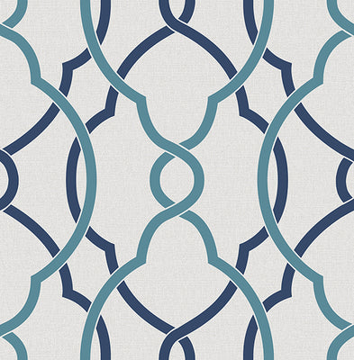 Sausalito Navy Lattice Wallpaper