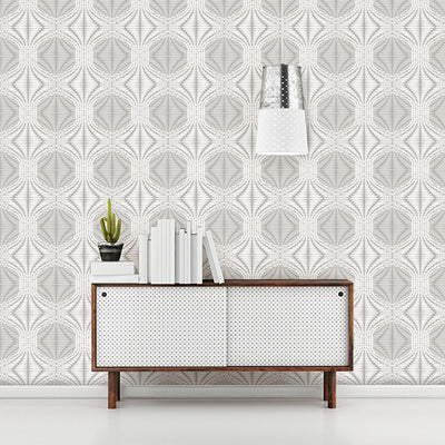 Optic Silver Geometric Wallpaper