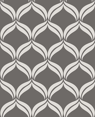 Petals Grey Ogee Wallpaper