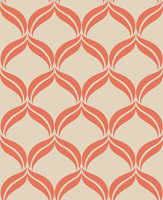 Petals Orange Ogee Wallpaper