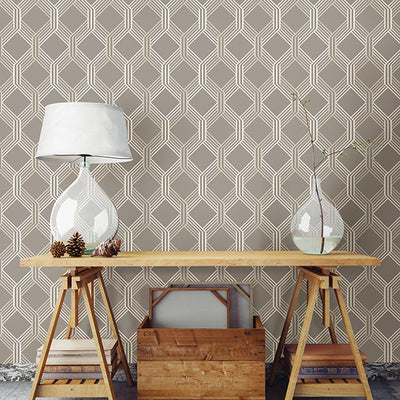 Linkage Brown Trellis Wallpaper