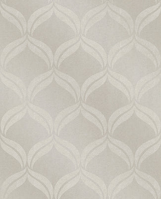 Petals Taupe Ogee Wallpaper