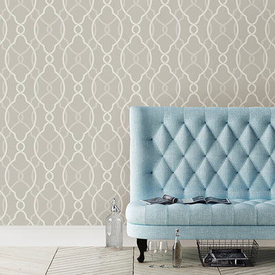 Sausalito Champagne Lattice Wallpaper