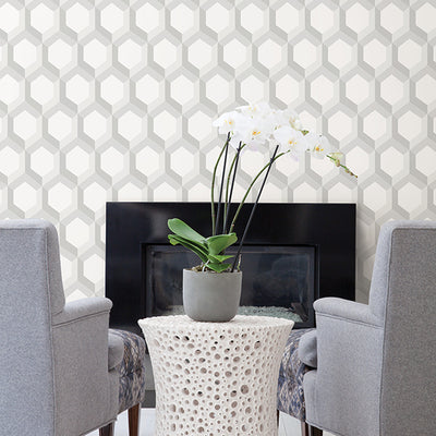 Hex Grey Geometric Wallpaper