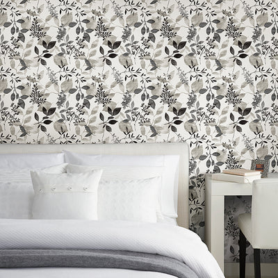 Gossamer Black Botanical Wallpaper