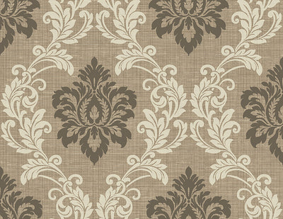 Adela Light Brown Twill Damask Wallpaper