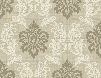 Adela Neutral Twill Damask Wallpaper