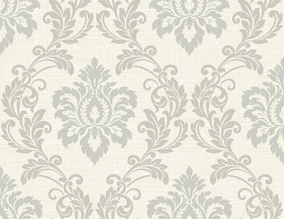 Adela Ivory Twill Damask Wallpaper