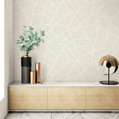 Heath Cream Geometric Linen Wallpaper