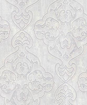 Elena Platinum Damask Wallpaper