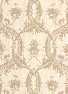 Vignole Beige Damask Wallpaper