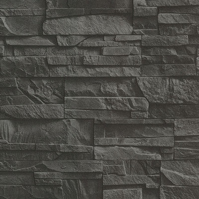 Collegiate Charcoal Stacked Slate Wallpaper