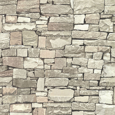 Wrangell Beige Stacked Slate Wallpaper