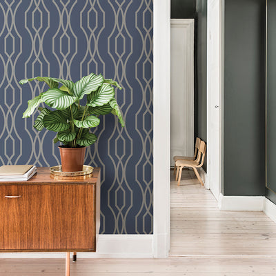 Coventry Blue Trellis Wallpaper