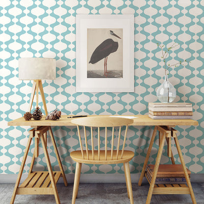 Ashbury Turquoise Retro Wallpaper