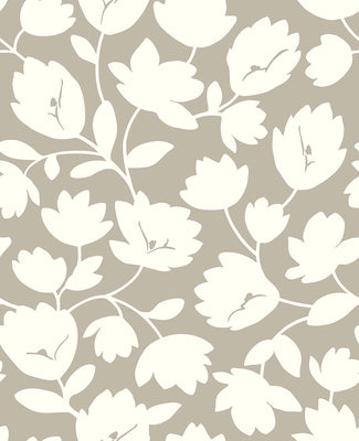 Astrid Taupe Floral Wallpaper