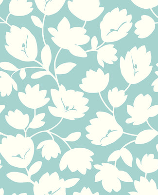 Astrid Turquoise Floral Wallpaper