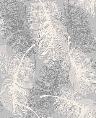 Alonso Grey Plume Wallpaper