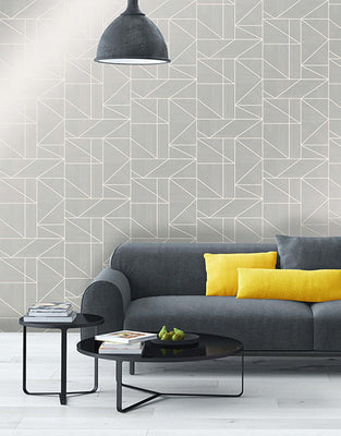 Malvolio Silver Geometric Wallpaper