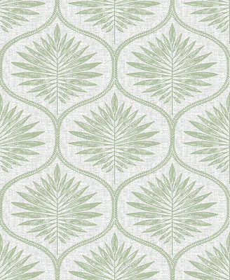 Laurel Light Green Ogee Wallpaper