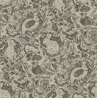 Revival Brown Fauna Wallpaper