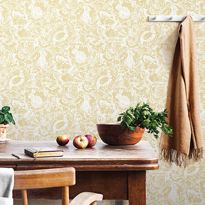 Revival Mustard Fauna Wallpaper