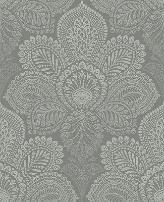 Triumph Grey Medallion Wallpaper