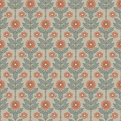 Aya Beige Floral Wallpaper