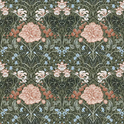 Celestine Green Floral Wallpaper