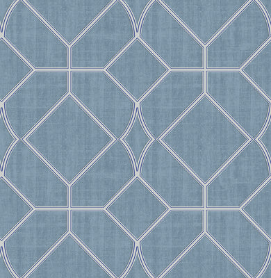 Washington Square Blue Trellis Wallpaper