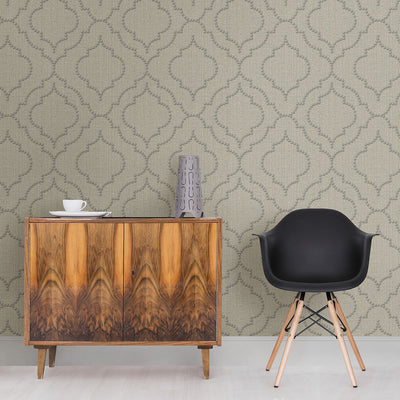 Chelsea Taupe Quatrefoil Wallpaper