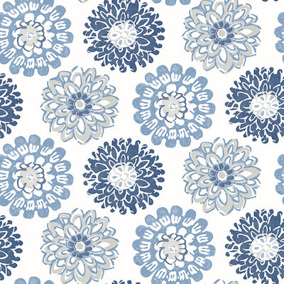 Sunkissed Blue Floral Wallpaper