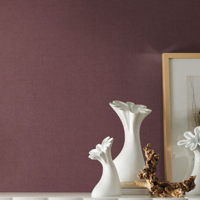 Gesso Weave Wallpaper - Burgundy