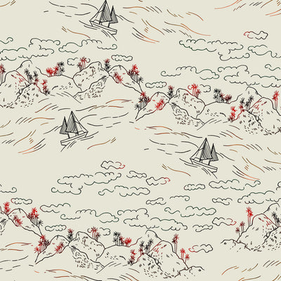 Ocean Toile Wallpaper - Mast