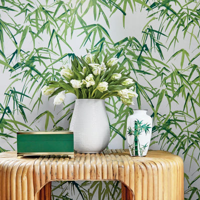 Kyoto Leaves Wallpaper - Emerald Green