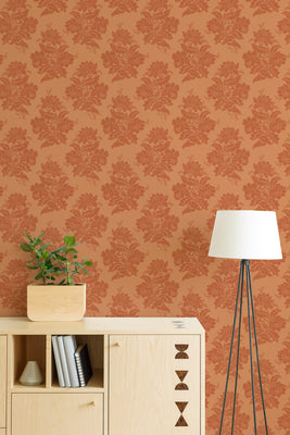 Burnt Orange Floral Wallpaper