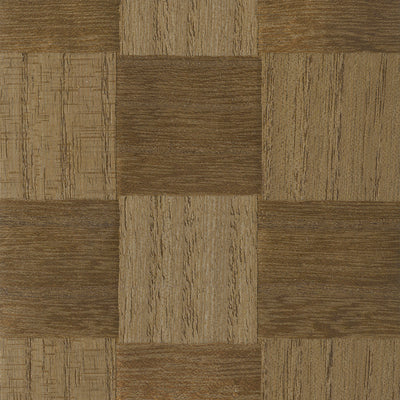 Umber Check Wood Wallpaper