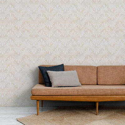 Petal Chevron Wallpaper - Cream