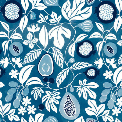 Folk Fruit Wallpaper - Indigo