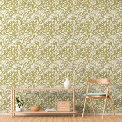 Wild Hedgerow Wallpaper - Olive