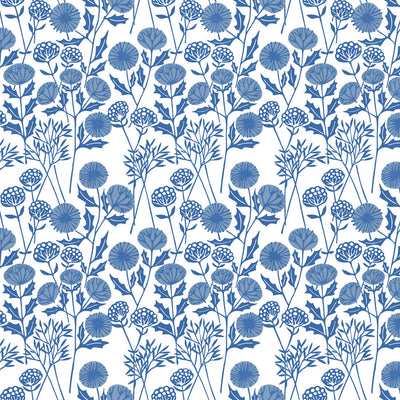 Morning Seedheads Wallpaper - Denim