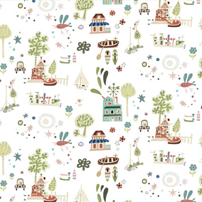 Bell Island Wallpaper by Jim Flora - White