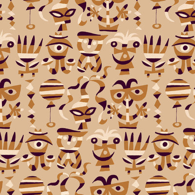 Mardis Gras Wallpaper by Jim Flora - Sienna